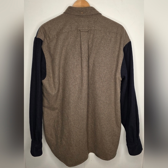 Faconnable Grey Wool Blend Shirt With Blue Striped Med, Men’s - Picture 4 of 11